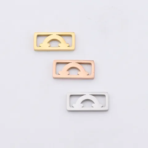 Hollow Rainbow Arch Rectangular Charms Stainless Steel Mirror Polished DIY Jewelry Making Pendants Minimalist Geometric Accessories