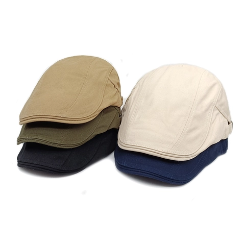 Men Vintage Ivy Cap Cotton Twill Retro British Style Flat Cap Adjustable Metal Buckle Outdoor Sun Protection