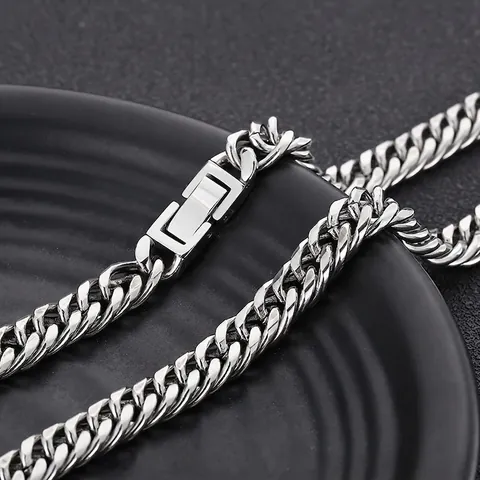 Poliertes Edelstahl Panzerkette Halskette Cuban Link Schmuck Einfache Hip Hop Mode Für Männer Frauen Unisex