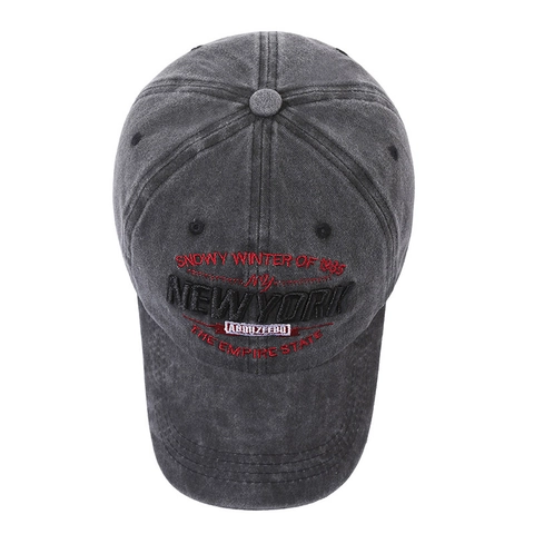 Cappello Da Baseball In Cotone Lavato Vintage Ricamo 3D Lettera New York Regolabile Streetwear Uomo Donna