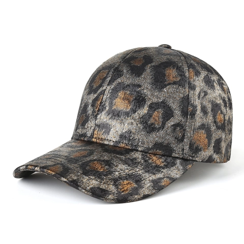 Gorra De Béisbol Con Estampado De Leopardo Textura Metálica Poliéster Ajustable Protección Solar Gorro De Sol