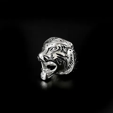 Hip Hop Tiger Head Ring For Men Women Stainless Steel Animal Punk Biker Ring Gold Silver Black Fashion Jewelry Finger Decor