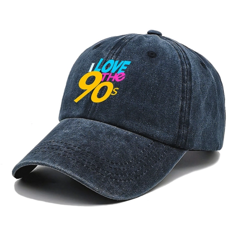 Cappello Da Baseball Vintage Cotone Lavato Denim I Love The 90s Stampa Regolabile Sole Per Uomo Donna