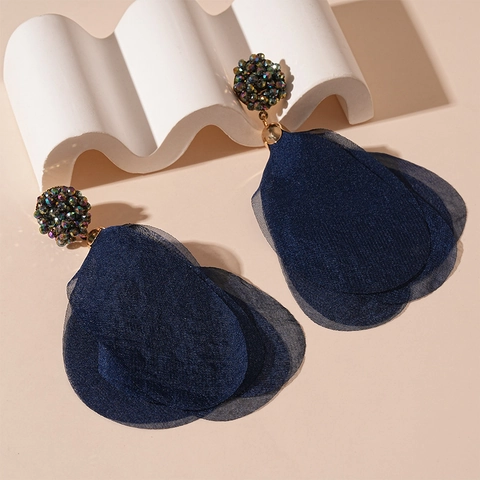 Orecchini Pendenti Con Petali In Gara Blu Con Perno In Argento Lega Cristallo Stile Vacanza Per Donne