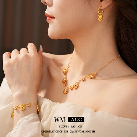 Vintage Octagram Mother Of Artificial Pearl Necklace Bracelet Earrings 925 Sterling Silver Earring Post Copper Zircon Gold Plated Women