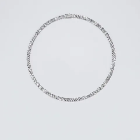925 Sterling Silver Moissanite Cuban Link Chain Necklace For Men Hiphop Iced Out Round Cut Moissanite Link Chain Jewelry Gift