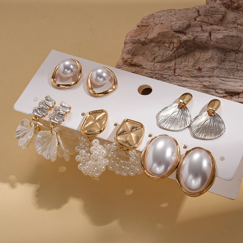 Orecchini Geometrici Floreali Barocchi Con Imitazione Perla Artificial Strass E Perno In Argento Gioielli Vintage Eleganti Da Donna