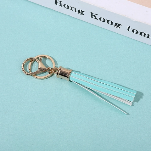 Fashion PU Leather Tassel Keychain Gold Metal Lobster Clasp Leopard Print Colorful Bag Charm DIY Accessory Keyring For Women