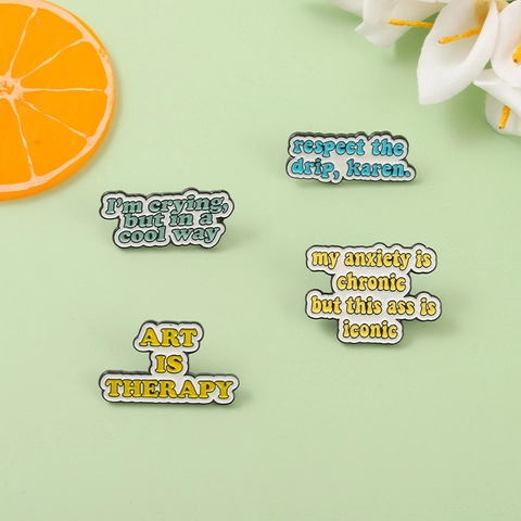 Enamel Pins Alloy Brooch Funny English Slogan Quote Badges For Clothing Backpack Accessory Art Therapy Style
