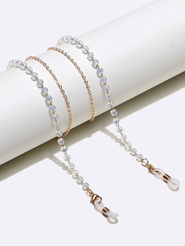 Fashion Eyeglasses Chain Gold Metal With Transparent Beads Anti-slip Sunglasses Strap Lanyard For Women