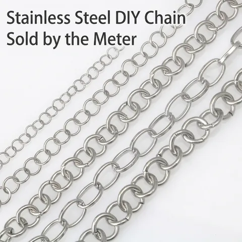 Catene Per Gioielli DIY In Acciaio Inossidabile Maglie Rotonde Ovali Croce Semilavorate Per Creazione Di Collane Bracciali