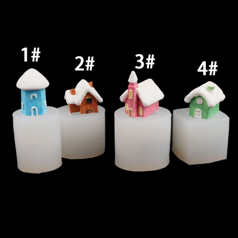 Molde Silicona Mini Casa Decoración Pasteles Velas Aromaterapia Chocolate Yeso Resina Epoxi Estilo Casa De Nieve 3D