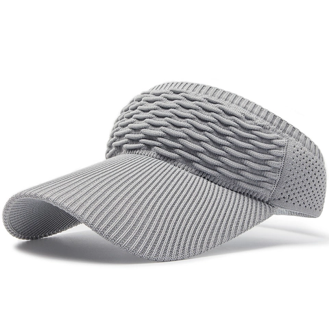 Knitted Empty Top Sun Visor Hat Women Extended Brim Breathable Elastic Sports Outdoor Sunscreen Cap