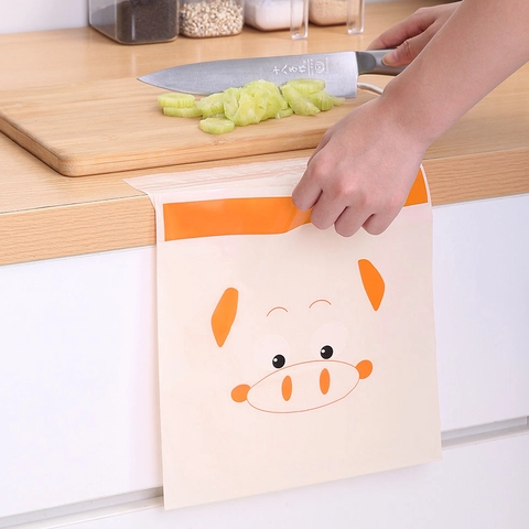 Disposable Self-Adhesive Car Garbage Bag Thickened Cartoon Print Storage Bag For Car Home Desktop Office Portable Trash Bag