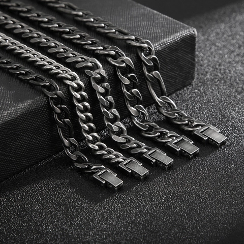 Vintage Edelstahl Panzerkette Figaro Halskette Und Armband Für Männer Retro Punk Hip Hop Schmuck