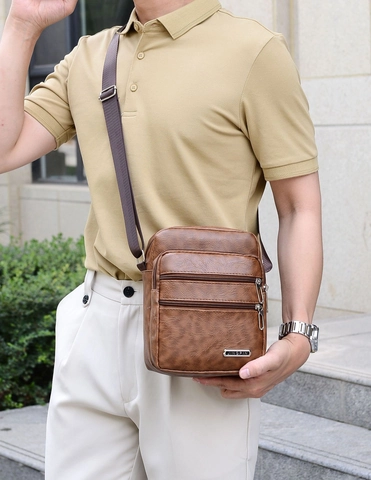 Borsa Tracolla Uomo Pelle PU Tasche Multiple Grande Capacità Business Casual Borsa Incrociata Tracolla Regolabile Viaggio Messenger