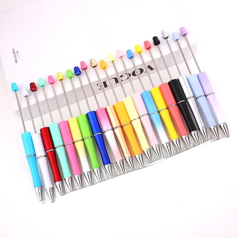 DIY Beadable Ballpoint Pens Colorful Plastic Metal Writing Tools For Office School Stationery Creative Macaron Gift Pens