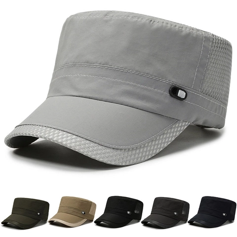 Cappello Cadet Traspirante In Mesh Cappello Piatto Asciugatura Rapida Protezione Solare Sport All Aperto Regolabile Stile Militare Uomo