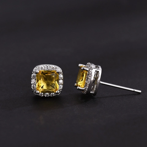 Square Zirconia Halo Stud Earrings Hip Hop Copper Geometric Sugar Cube High Street Unisex Fashion Iced Out Jewelry