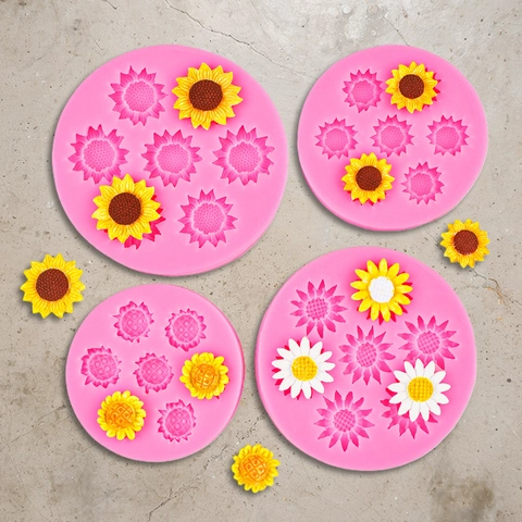 Zonnebloem Madeliefje Siliconen Vormen Fondant Taart Bakken DIY Handgemaakte Kaars Zeep Hars Chocolade Decoratie