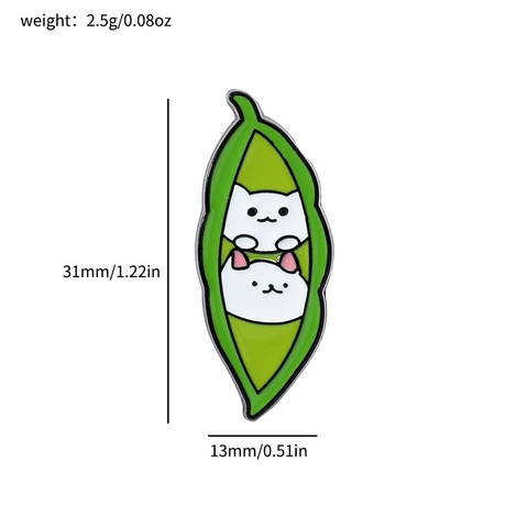 Creative Cartoon Cat Pea Pod Enamel Pin Alloy Brooch Cute Animal Plant Badge For Backpack Clothes Decor Jewelry Gift