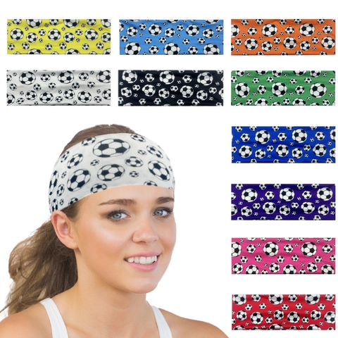 Bandeau De Sport Motif Football Polyester Élastique Bandeau Anti Transpiration Running Yoga Pour Hommes Femmes