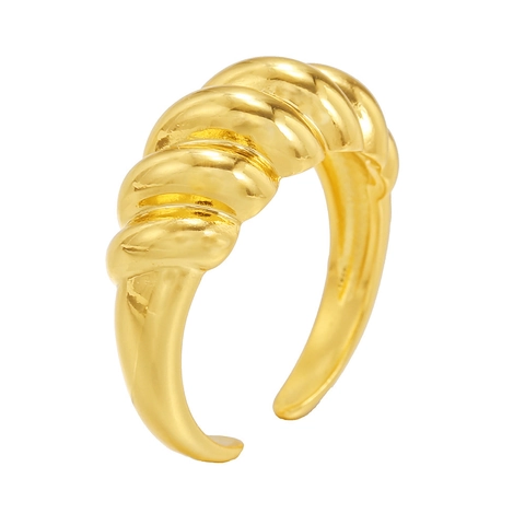 Korean Style Croissant Ring For Women Polished Gold Plated Alloy Twisted Spiral Open Adjustable Finger Ring Fashion Jewelry Gift