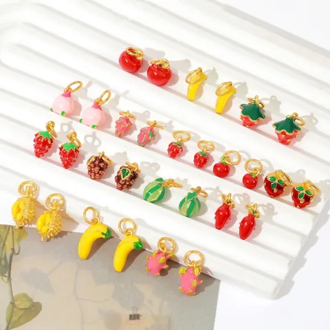 Ciondoli A Forma Di Frutta Smalto Lega Placcato Oro Per Creazione Di Gioielli DIY Collana Bracciale Fragola Banana Mela Ananas