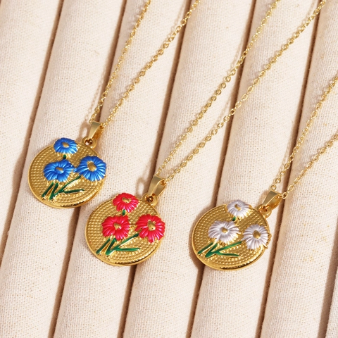 Collar Con Colgante De Tulipán Acero Inoxidable Esmalte Vintage Francés Joyería Floral Para Mujeres Collares Chic