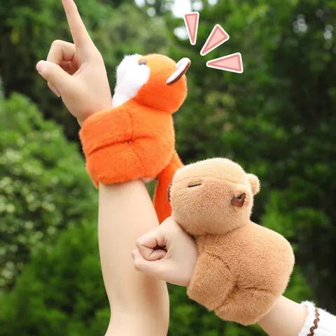 Plüsch Tier Klapparmband Weiches Spielzeug Armband Für Kinder Wasserschwein Panda Fuchs Dekorative Geschenk Mit PP Baumwolle