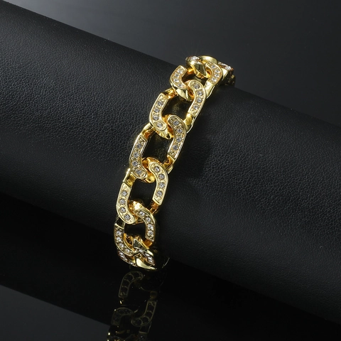 Cavigliera A Catena Cubana Lega Di Zinco Con Strass Iced Out Gioielli Hip Hop Streetwear Per Uomini