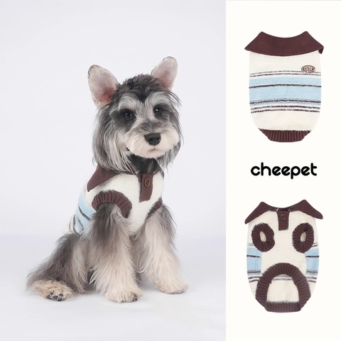 Haustier Pullover Weste Gestreift Polo Revers Weich Strick Warm Winter Kleidung Für Kleine Mittelgroße Hunde Katzen