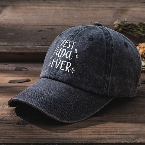 Gorra De Béisbol De Algodón Lavado Best Papa Ever Sombrero Sol Retro Ajustable Regalo Papá Casual