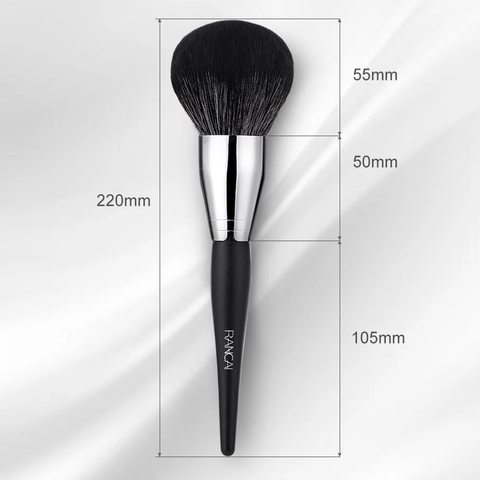 Grote Poederkwast Zachte Synthetische Vezels Dichte Borstels Voor Losse Poeder Blush Make-up Tool Lange Houten Handgreep Zilveren Buis