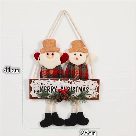 Weihnachten Türhänger Stoff Weihnachtsmann Schneemann Rentier Holz Merry Christmas Schild Tannenzapfen Glocken Hausdeko