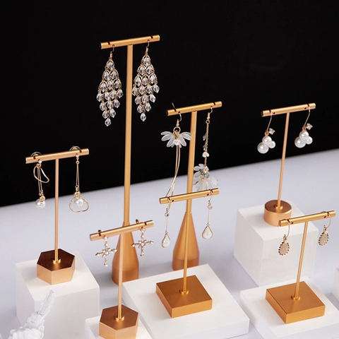 Espositore Per Orecchini In Metallo A Forma Di T Minimalista Organizzatore Gioielli Collana Anello Rack Oro
