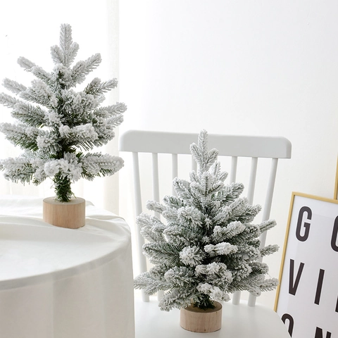 Künstlicher Weihnachtsbaum Mini Beflockt Schneebedeckt Desktop Ornament Tischdeko Kiefer Mit Holzsockel