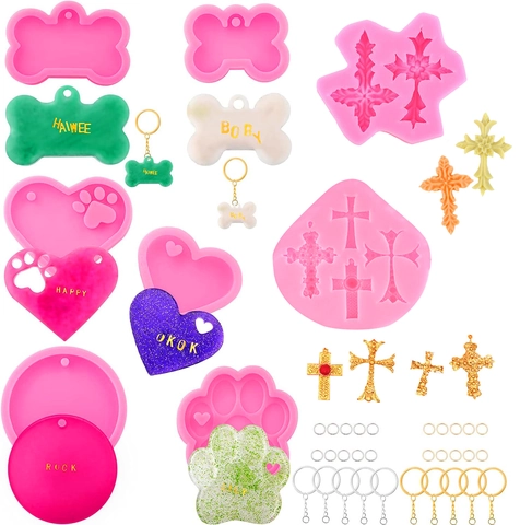 Siliconen Mal Hart Bot Poot Kruis DAD MOM Letter Vorm DIY Sleutelhanger Ambacht Maken Aromatherapie