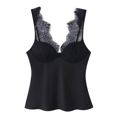 Damen Satin Spitze Cami Top Und Shorts Sexy Tiefer V Ausschnitt Verstellbare Träger Große Schleife Einfarbig Elegante Loungewear