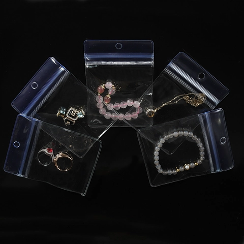 Clear Jewelry Packaging Bags Thickened PVC Resealable Ziplock Pouch Anti-Oxidation Storage Organizer With Hanging Hole
