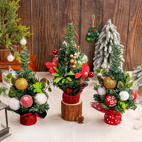 Mini Albero Di Natale Artificiale Pino Decorazione Da Scrivania Ornamento Festivo Con Bacche Rosse E Palle Per Casa E Ufficio