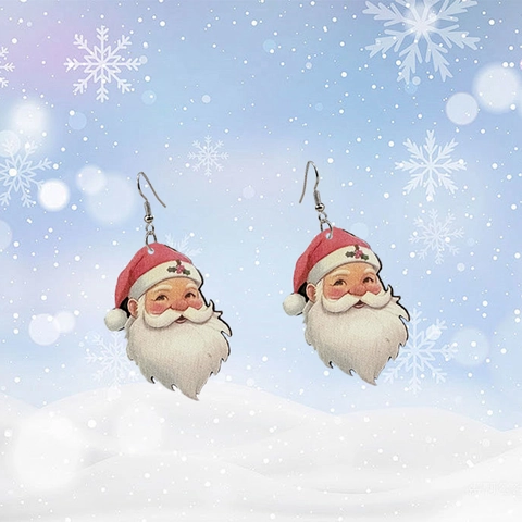 Weihnachtsmann Ohrhänger Holz Vintage Stil Weihnachten Urlaub Schmuck Geschenk Für Frauen Mädchen Mode