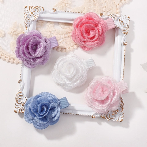 Fermagli Per Capelli A Rosa In Tessuto 3D Fatti A Mano Per Bambini Forcine Per Camelia Dolci Accessori Per Capelli Floreali Per Ragazze