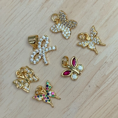 Butterfly Bow Charms Copper Zircon Micro Inlaid Shiny Jewelry Making Components DIY Necklace Bracelet Trendy Accessories