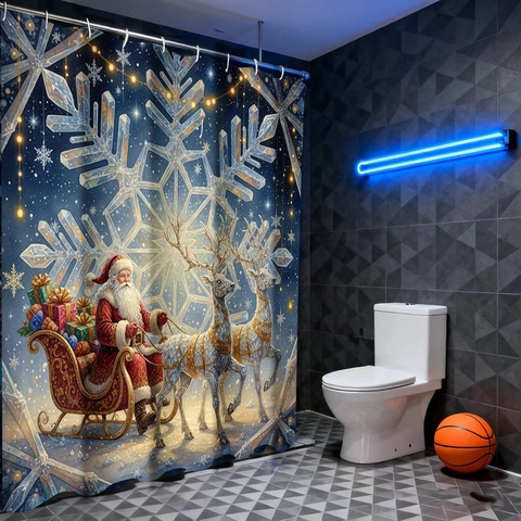 Tenda Da Doccia In Poliestere Impermeabile Con Ganci Natale Babbo Natale Renna Pesce Koi Loto Farfalla Stampa Floreale Per Decorazione Bagno