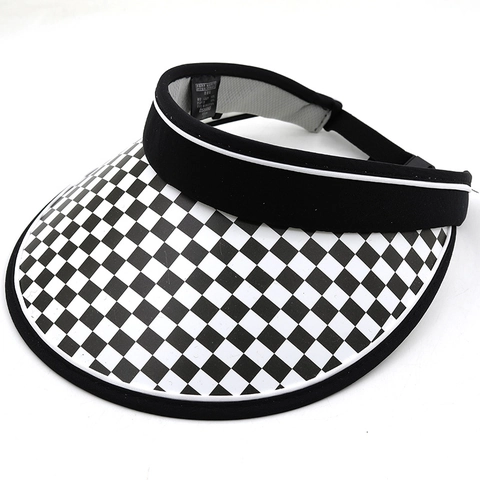 Checkerboard Pattern Open Top Sun Visor Hat UV Protection Breathable Summer Outdoor Sports Adjustable Cap For Women