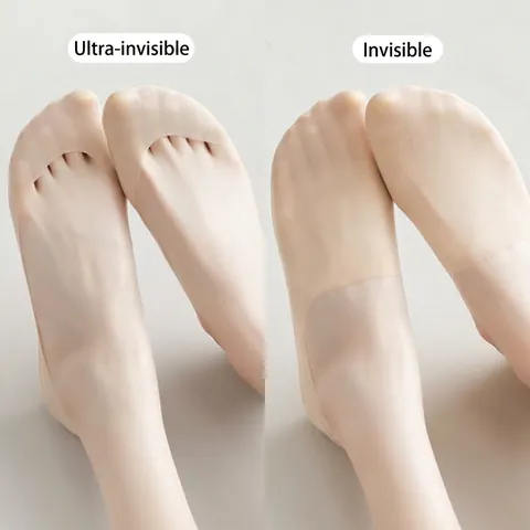 Women No Show Socks Ultra Thin Ice Satin Mesh Breathable Anti Slip Seamless Cotton Sole Invisible Boat Socks