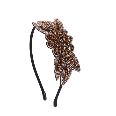 Handmade Beaded Rhinestone Headband Vintage Bohemian Flower Leaf Hair Accessories For Women Elegance