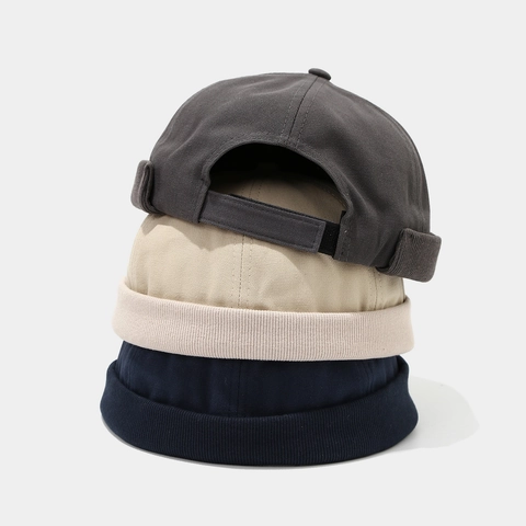 Gorro Docker Retro Gorra Sin Ala Miki Hat Lona De Algodón Ajustable Color Sólido Estilo Japonés Unisex Casual