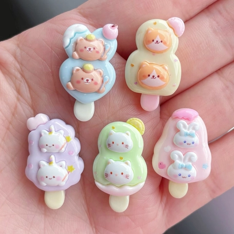 Simpatico Animale Gelato Resina Flatback Cabochons DIY Accessori Per Custodia Telefono Decorazione Clip Capelli